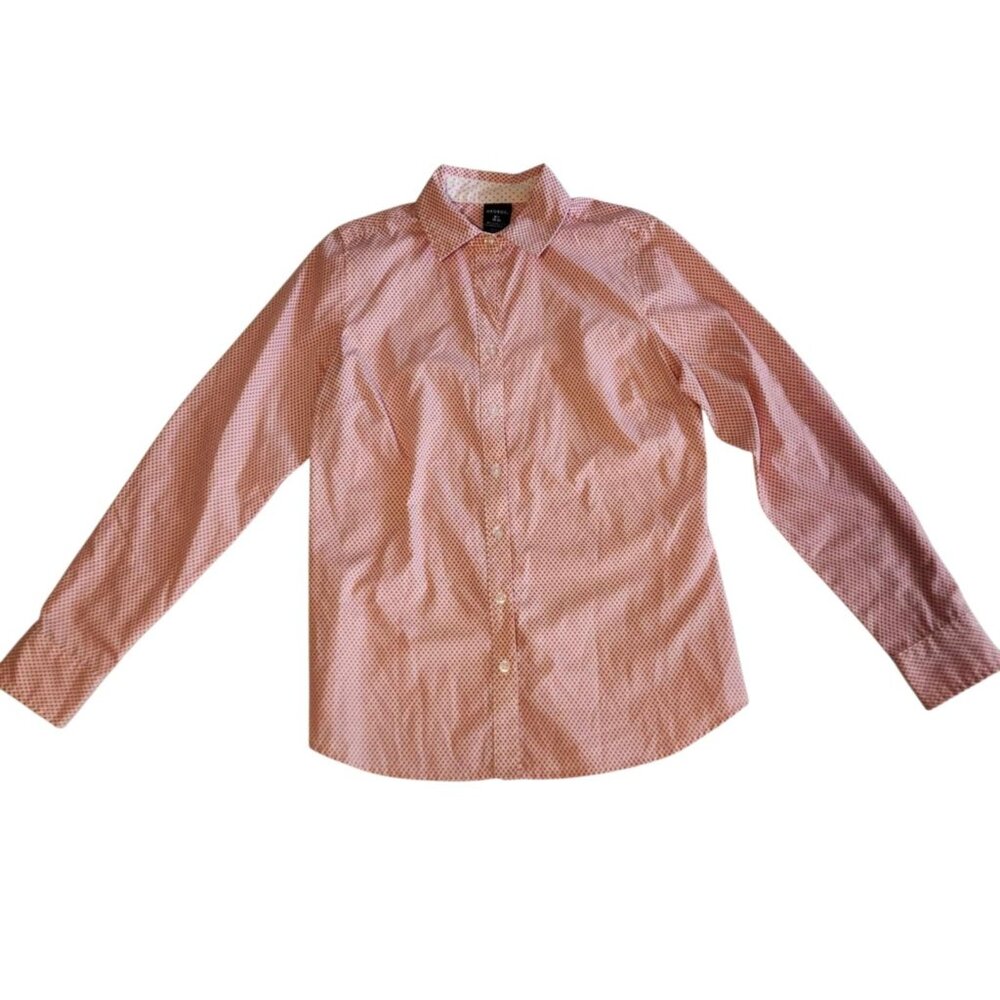 George Button Up Shirt White With Pink / Red Floral Polks Dots Womens Small 4-6